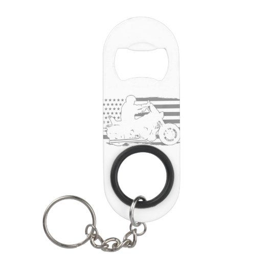 Patriottische motorfiets  Amerikaanse vlag Biker Mini Flessenopener (Voorkant)