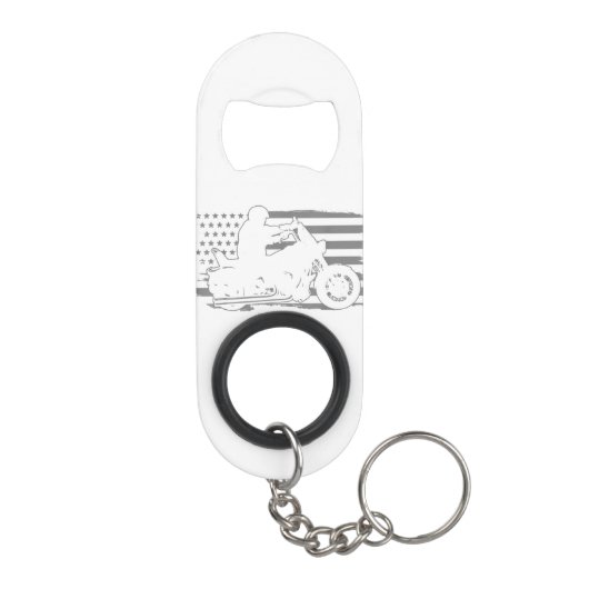 Patriottische motorfiets  Amerikaanse vlag Biker Mini Flessenopener (Achterkant)