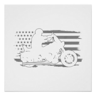 Patriottische motorfiets Amerikaanse vlag Biker Perfect Poster