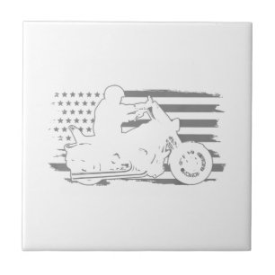Patriottische motorfiets  Amerikaanse vlag Biker Tegeltje
