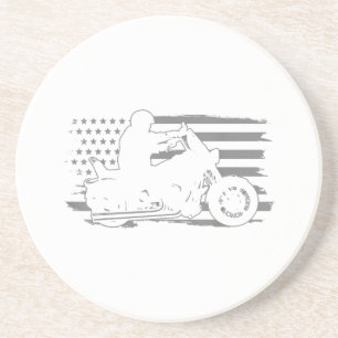 Patriottische motorfiets Amerikaanse vlag Biker Zandsteen Onderzetter