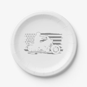 Patriottische Motorfiets Vintage Amerikaanse Vlag Papieren Bordje