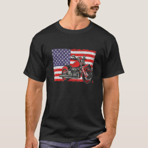 Patriottische motorfiets vintage Amerikaanse vlag T-shirt