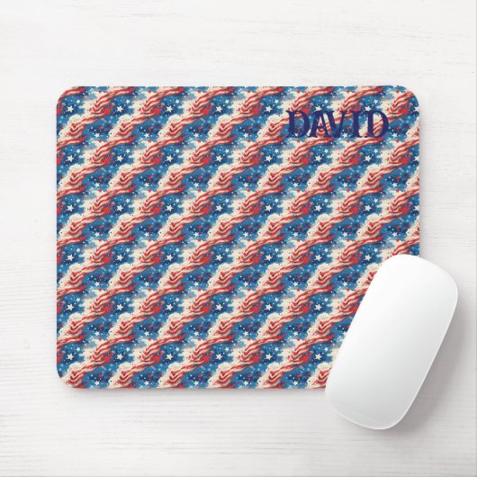 Patriottische Muismat Rood Wit en Blauwe Sterren (Met muis)