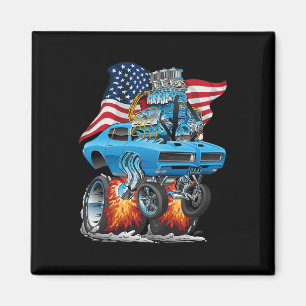 Patriottische Muscle Car Grappige Dragster Usa Hot Magneet