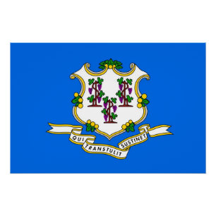 Patriottische muur poster met vlag van Connecticut