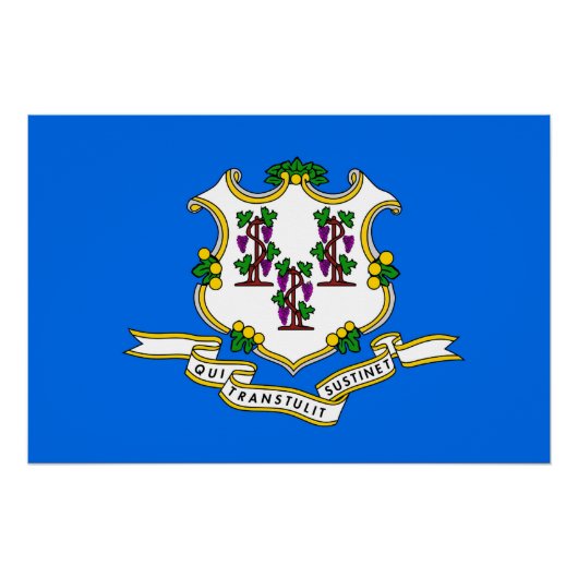 Patriottische muur poster met vlag van Connecticut (Voorkant)