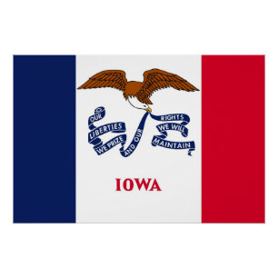 Patriottische muur poster met vlag van Iowa
