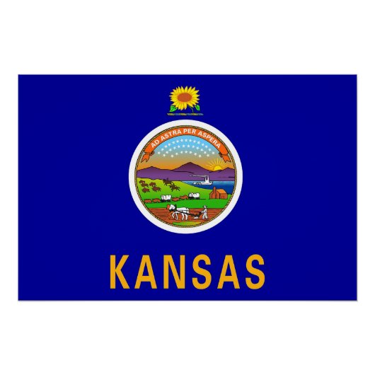 Patriottische muur poster met vlag van Kansas (Voorkant)