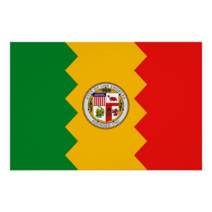 Patriottische muur poster met vlag van Los Angeles