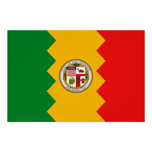 Patriottische muur poster met vlag van Los Angeles (Voorkant)
