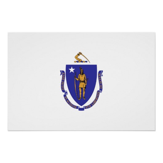 Patriottische muur poster met vlag van Massachuset (Voorkant)