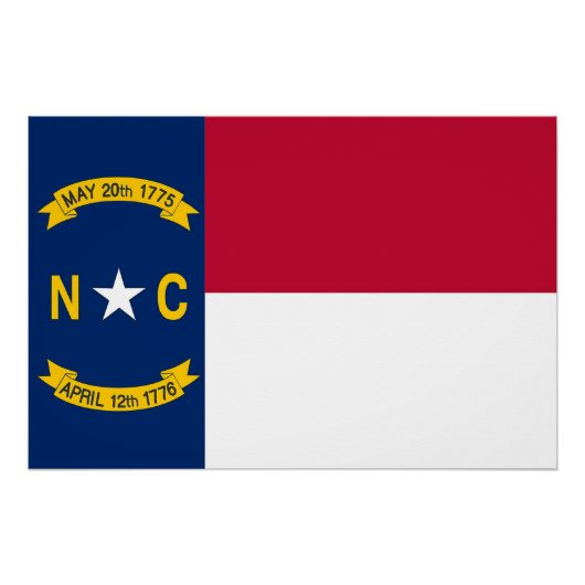 Patriottische muur poster met vlag van North Carol (Voorkant)