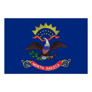 Patriottische muur poster met vlag van North Dakot