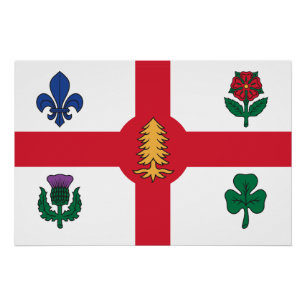 Patriottische muurposter met de vlag van Montreal Perfect Poster