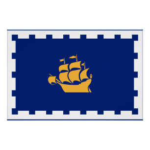 Patriottische muurposter met vlag van Quebec City Perfect Poster