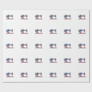Patriottische Naaimachine Vintage Gravure Vector_ Cadeaupapier