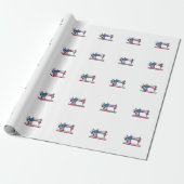 Patriottische Naaimachine Vintage Gravure Vector_ Cadeaupapier (Uitgerold)