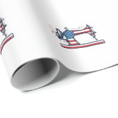 Patriottische Naaimachine Vintage Gravure Vector_ Cadeaupapier (Rol Hoek)