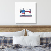 Patriottische Naaimachine Vintage Gravure Vector_ Canvas Afdruk (Insitu (Slaapkamer))