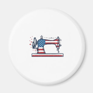 Patriottische Naaimachine Vintage Gravure Vector_ Magneet