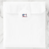 Patriottische Naaimachine Vintage Gravure Vector_ Ronde Sticker (Tas)