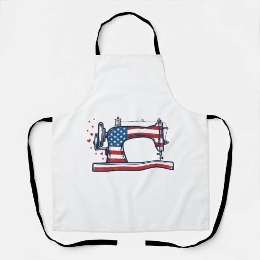 Patriottische Naaimachine Vintage Gravure Vector_ Schort (Voorkant)