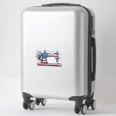 Patriottische Naaimachine Vintage Gravure Vector_ Sticker (Koffer)