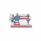 Patriottische Naaimachine Vintage Gravure Vector_ Sticker (Voorkant)