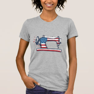 Patriottische Naaimachine Vintage Gravure Vector_ T-shirt