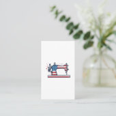 Patriottische Naaimachine Vintage Gravure Vector_ Visitekaartje (Staand voorkant)