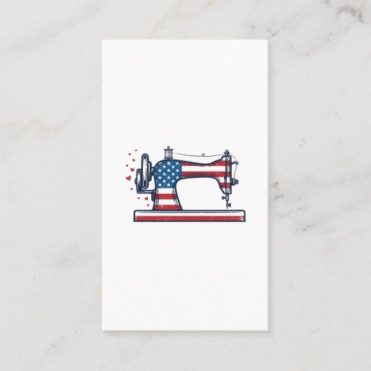 Patriottische Naaimachine Vintage Gravure Vector_ Visitekaartje (Voorkant)
