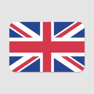 Patriottische naam tag met vlag van het Verenigd K