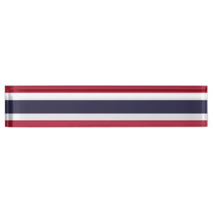 Patriottische naamplaat voor op bureau met de vlag naambordje
