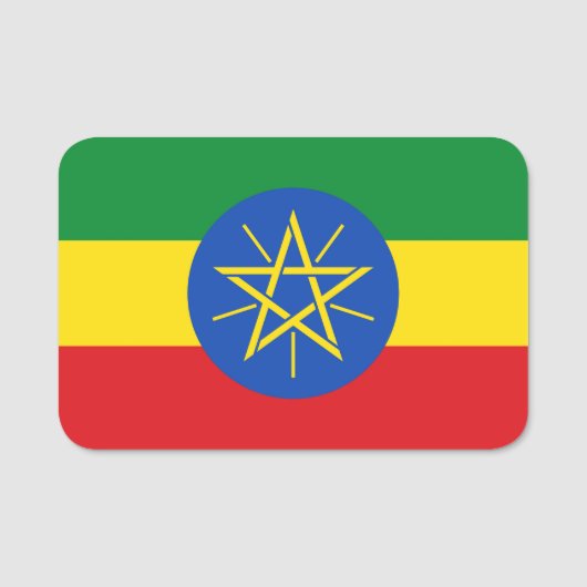Patriottische naamplaatje met vlag van Ethiopië (Voorkant)