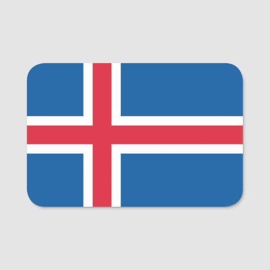 Patriottische naamplaatje met vlag van IJsland (Voorkant)