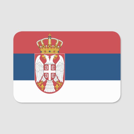 Patriottische naamplaatje met vlag van Servië (Voorkant)