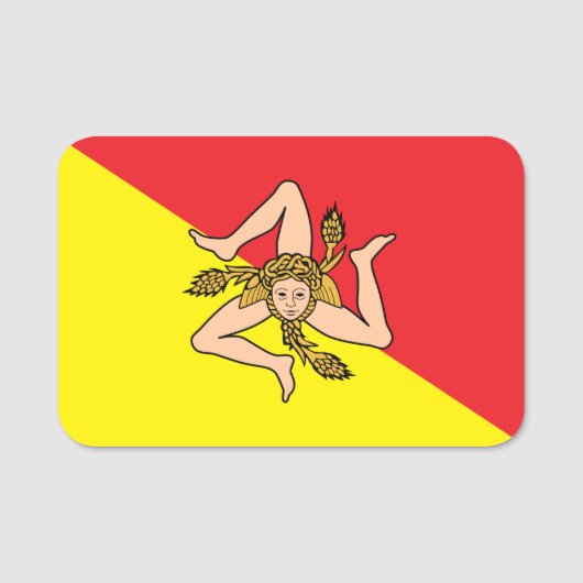 Patriottische naamplaatje met vlag van Sicilië (Voorkant)