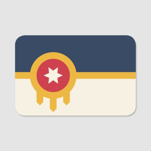 Patriottische naamplaatje met vlag van Tulsa, Okla (Voorkant)