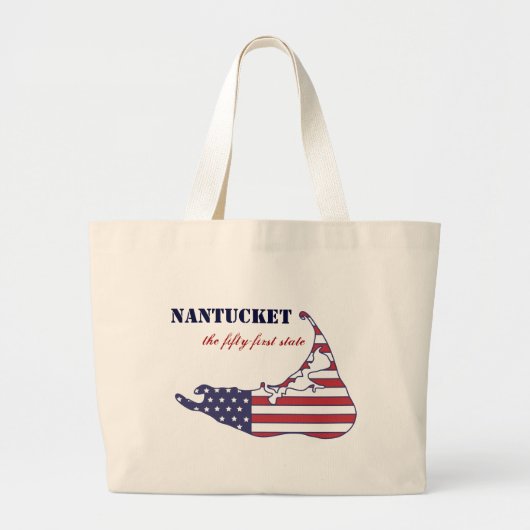 Patriottische Nantucket, de 51e Amerikaanse staat Grote Tote Bag (Voorkant)