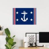 Patriottische Nautical Anchor Flag Poster (Thuiskantoor)