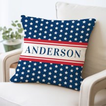 Patriottische Navy Star Stripe Familie Monogram