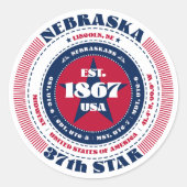 Patriottische Nebraska Circle Design Sticker (Voorkant)