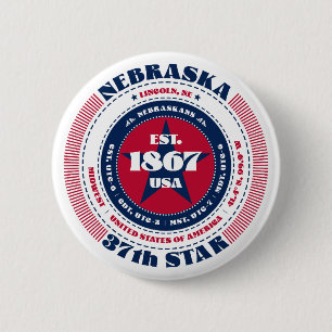 Patriottische Nebraska Circle met State Details Ronde Button 5,7 Cm