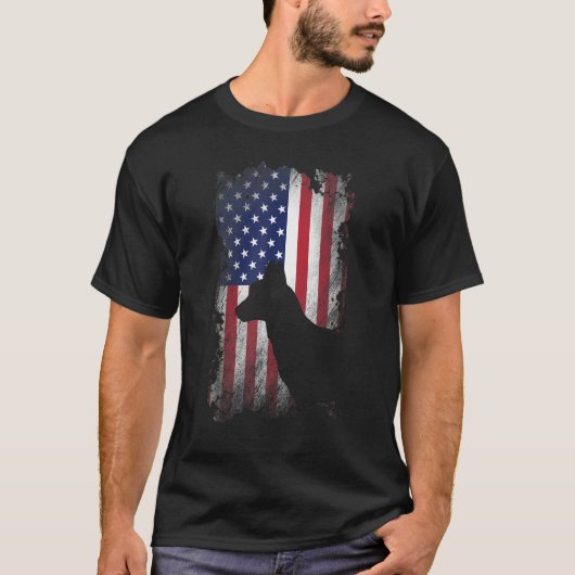 Patriottische Nederlandse Herder Amerikaanse Vlag  T-shirt (Voorkant)