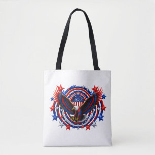 Patriottische Neon Adelaar Uitbarsting – Rood Wit Tote Bag