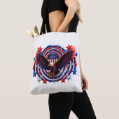 Patriottische Neon Adelaar Uitbarsting – Rood Wit  Tote Bag (Dichtbij)