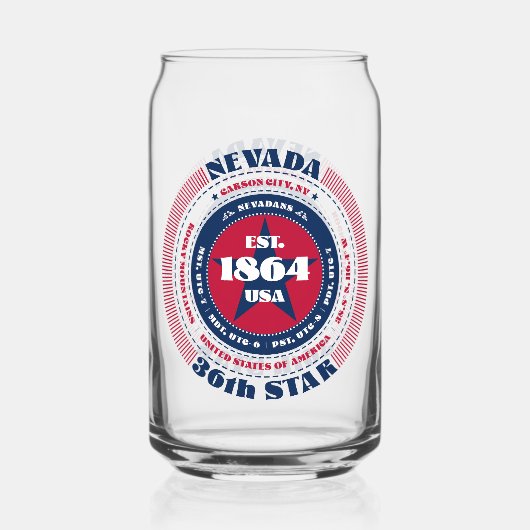 Patriottische Nevada Typografie Drinkware Set Blikvorm Glas (Voorkant)