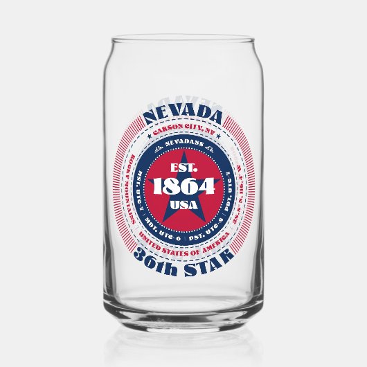 Patriottische Nevada Typografie Drinkware Set Blikvorm Glas (Achterkant)