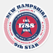 Patriottische New Hampshire Circle Design Sticker (Voorkant)